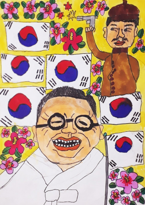 김구 선생, 안중근 의사 활짝 웃으시다