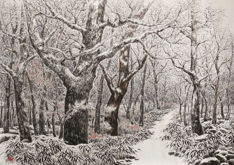 박병숙, 첫눈, 한지에 수묵 담채, 112x162cm. <사진=묵연회>