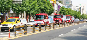 경주소방서 골든타임 확보 소방차 길터주기 훈련 실시