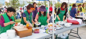 황남동 새마을회 벼룩장터서 국수 판매
