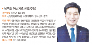 경주시의원 가 선거구(황성)- 출마자-남우모 후보(기호1·더민주당)